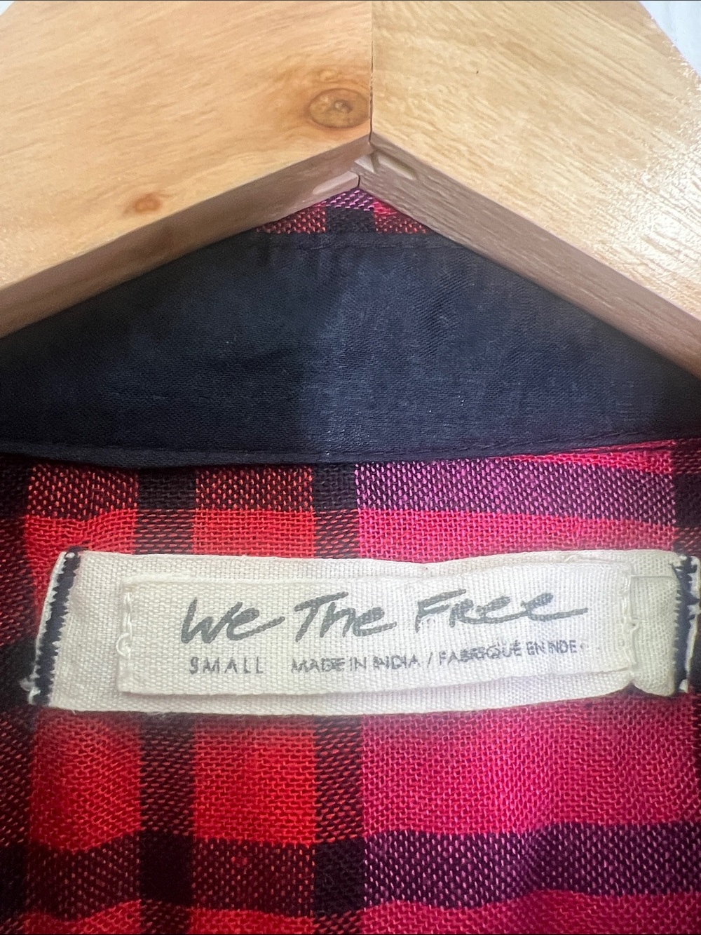 Free People - We The Free Pacific Dawn Pink Red Plaid Ruched Sleeve Blouse Small - Picture 11 of 13